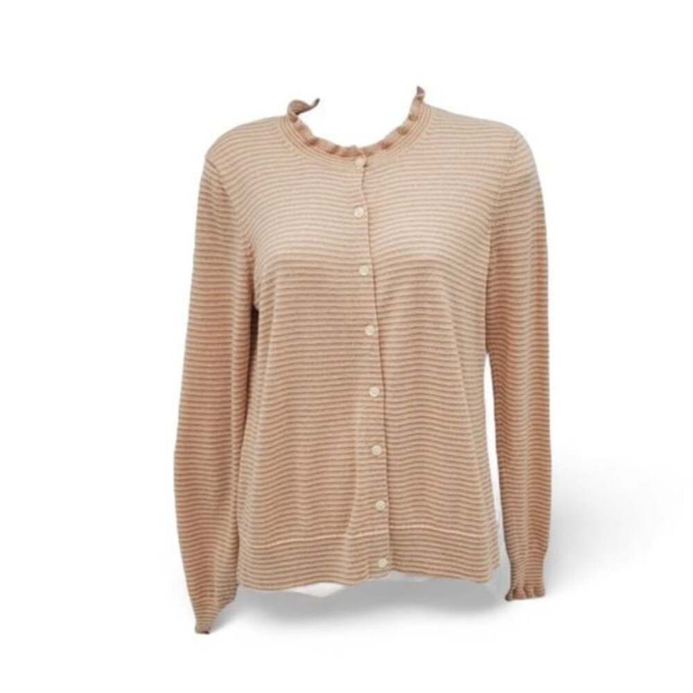 🦋 LOFT by Ann Taylor Gold Metallic Stripe Cardigan Size Small